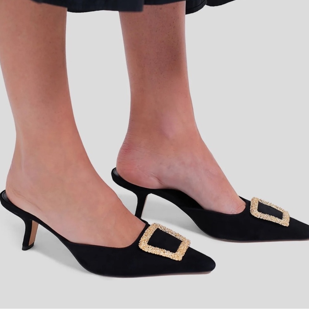 SAM EDELMAN Black Brit Heels Kitten Heel Mule